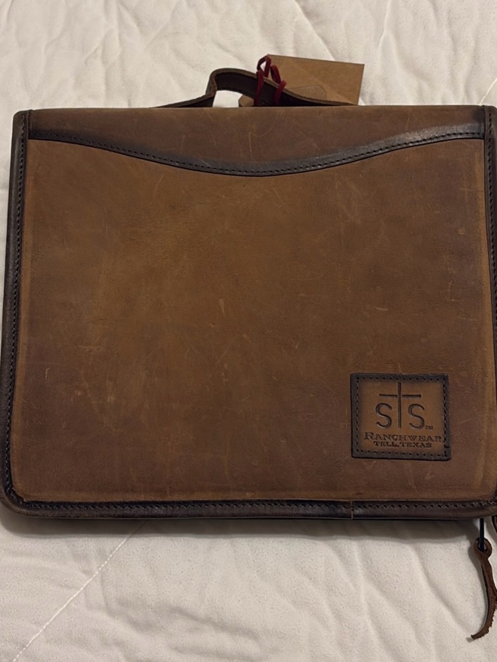 STS Ranchwear Brown Leather Briefcase with Dark Trim